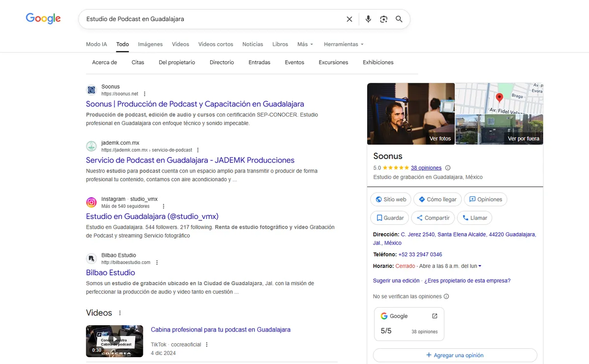 Soonus posicionado en primer lugar de Google